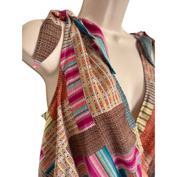 Rose + Olive Cropped Size Medium Tank V Neck Print NWT Elastic Wide Waist - Picture 8 of 9